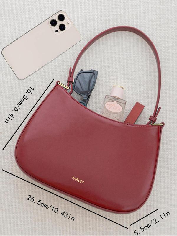 Women's Solid Color Shoulder Bag, Fashionable PU Leather Crossbody Bag for Daily Used, Casual Trendy Versatile High-quality Daily Commuting Bag