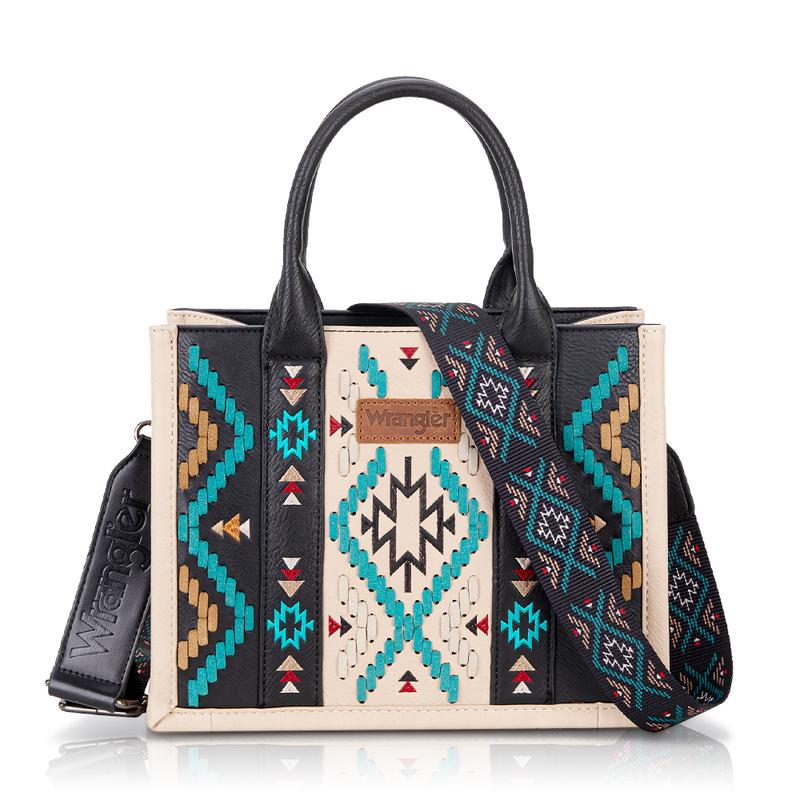 Wrangler [MegaLive] Southwestern Print Trendy Tote Durable Crossbody Bag for Commuting