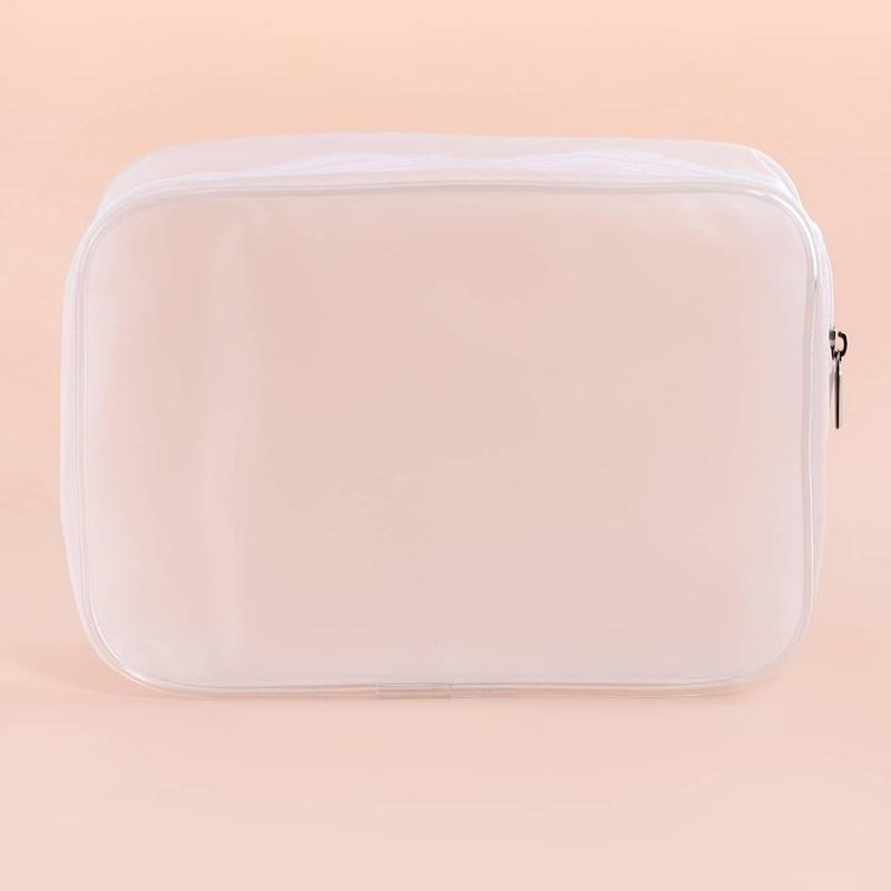 Transparent Frosted Makeup Bag, Portable Travel Cosmetic Storage Bag, Makeup Tools Organizer Pouch with Zipper, Travel Essentials