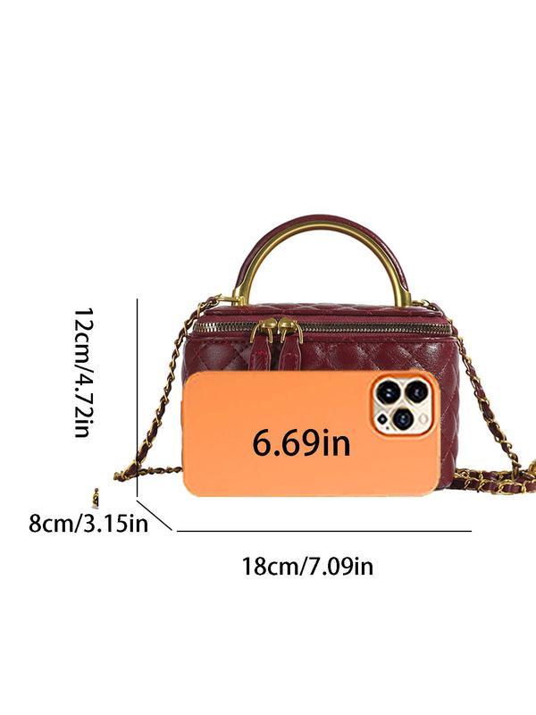 Women's Elegant Quilted Chain Strap Crossbody Bag, Fashionable Solid Color Shoulder Bag for Daily Used, Casual Trendy Versatile High-quality Daily Commuting Bag