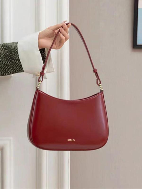 Women's Solid Color Shoulder Bag, Fashionable PU Leather Crossbody Bag for Daily Used, Casual Trendy Versatile High-quality Daily Commuting Bag