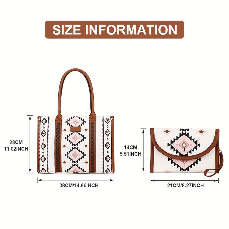 Women's Retro Handbag Western Shoulder Bag Boho Style Set Tote Bag