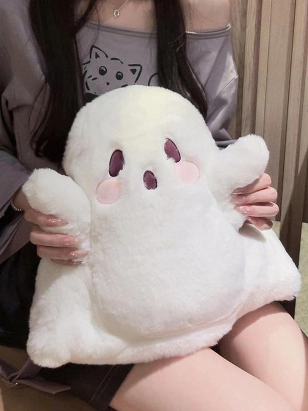 Cute Cartoon Ghost Design Backpack, Large Capacity Plush Backpack, Fashionable Backpack for Women & Girls