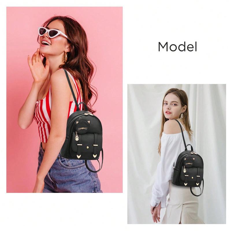 Fast deliveryWomen Fashion Backpack Mini Backpack Purse For Women Satchel Bag Cute Leather Small Backpack Purse With Kitty Purse