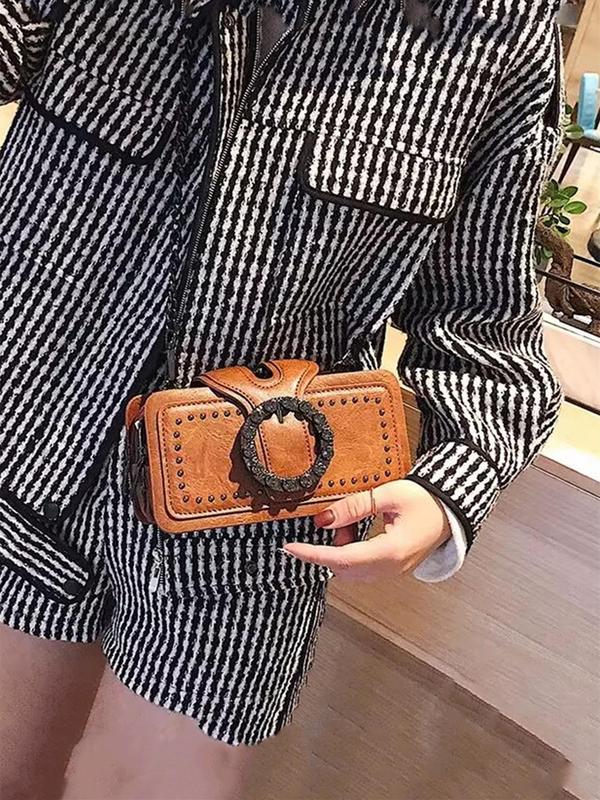 Women's Fashion Studded Decorated Crossbody Bag, Casual Versatile Rhinestone Decorated Shoulder Bag for Daily Used, Trendy All-match Commuter Bag