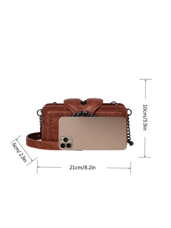 Women's Fashion Studded Decorated Crossbody Bag, Casual Versatile Rhinestone Decorated Shoulder Bag for Daily Used, Trendy All-match Commuter Bag