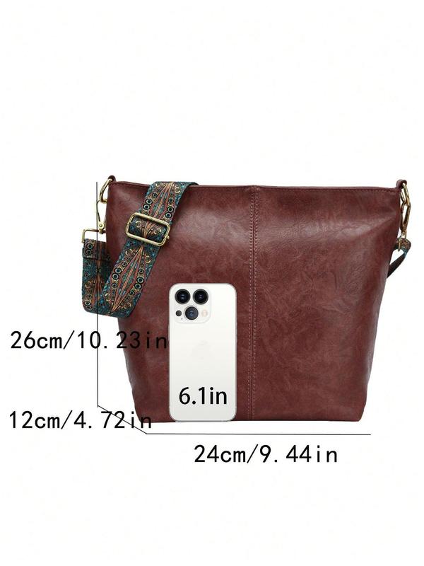 Women's Fashionable Pu Leather Crossbody Bag, Casual Versatile Ethnic Pattern Strap Shoulder Bag for Daily Used, Trendy High-quality Daily Commuting Bag, Girl Fashionable Bag