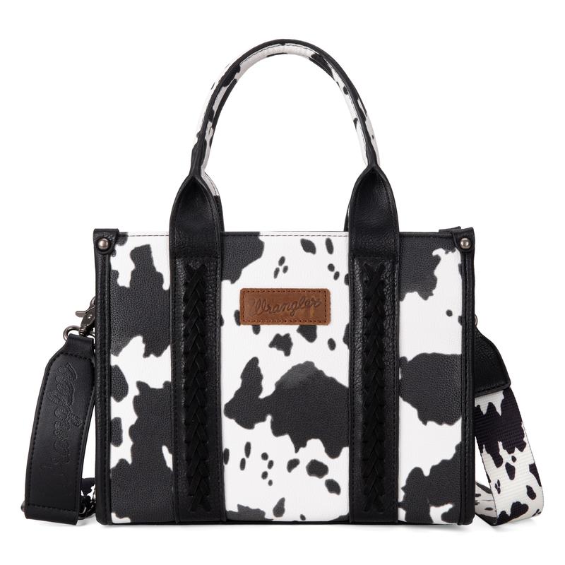 Wrangler Cow Print Tote Handbag for Women Top Handle with Detachable Crossbody Strap