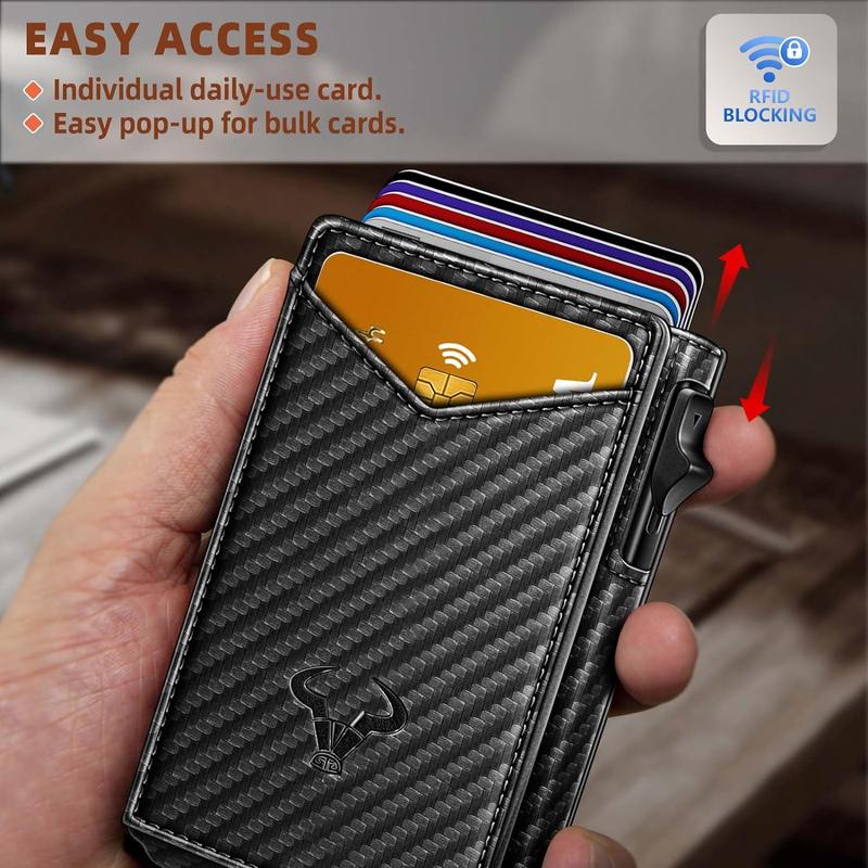 Luxury Slim Carbon Fiber Men's Wallet - RFID Protection Bifold with Money Clip, Sleek Minimalist Design, Durable & Stylish Gift Box