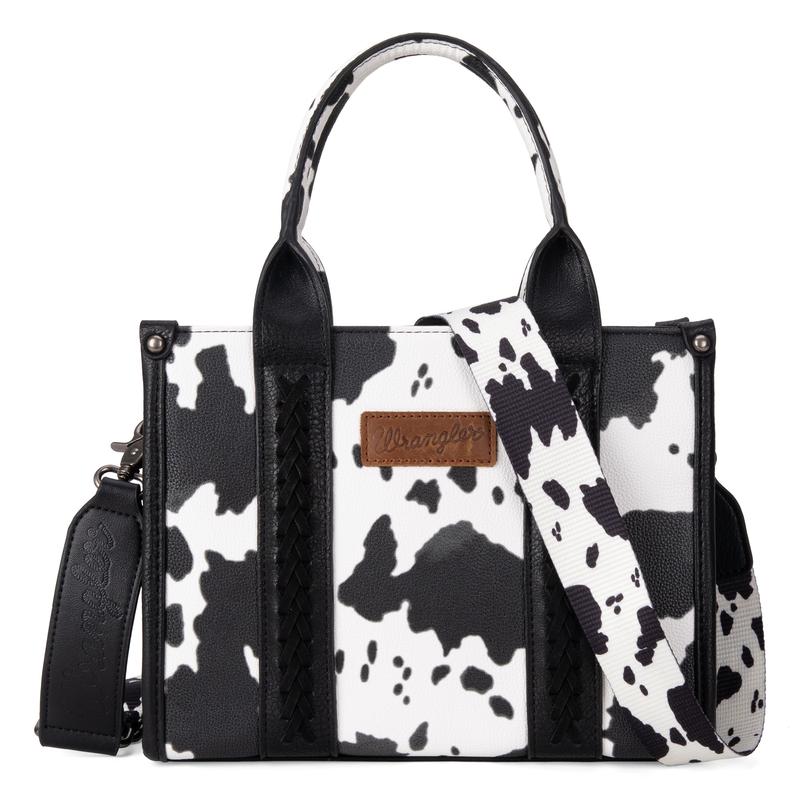 Wrangler Cow Print Tote Handbag for Women Top Handle with Detachable Crossbody Strap