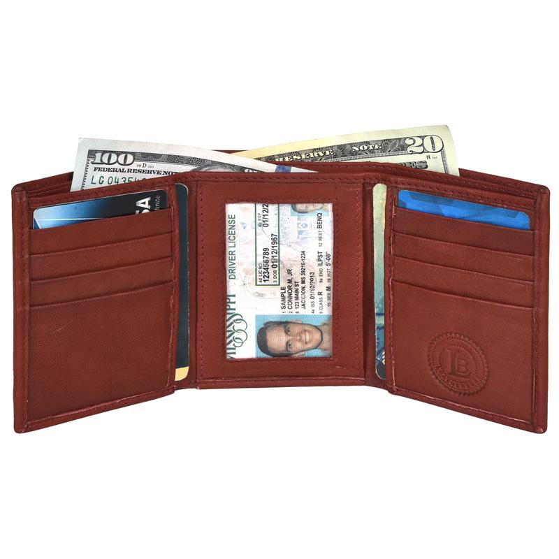 Leatherboss Genuine Leather Men's RFID Blocking Passcase Trifold Wallet