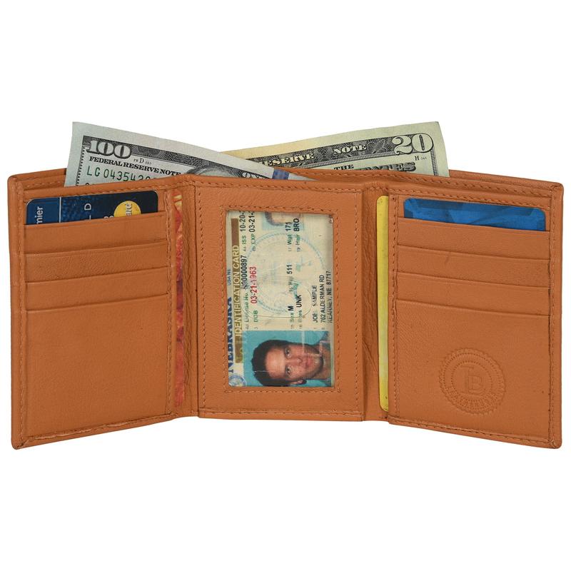 Leatherboss Genuine Leather Men's RFID Blocking Passcase Trifold Wallet