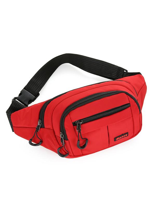 Men's Casual Plain Zipper Belt Bag, Large Capacity Sporty Sling Bag, Outdoor Sports Phone Bag, Sling Bag for Men