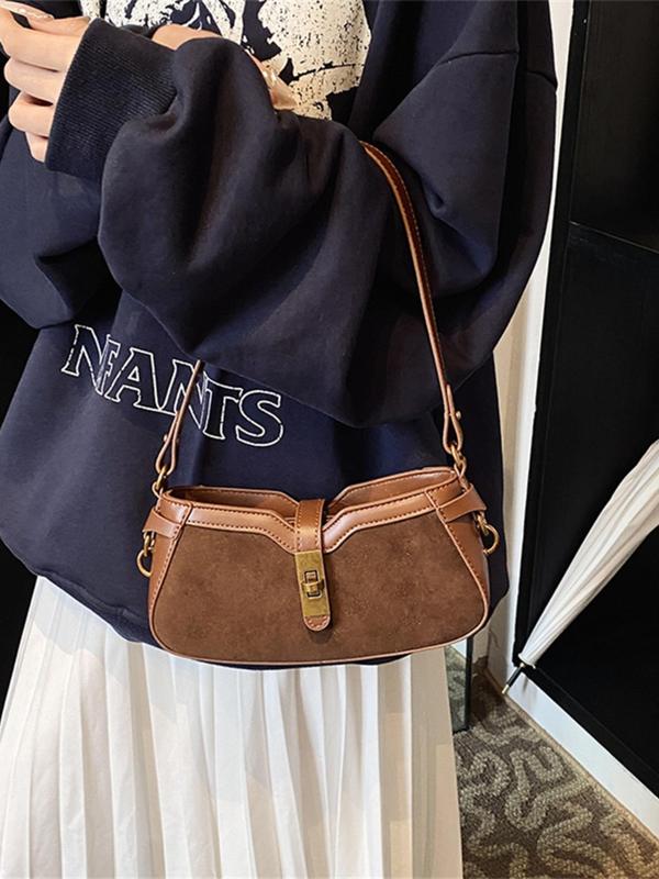 Women's Elegant Solid Color Suede Crossbody Bag, Fashionable Versatile Underarm Bag, Casual Trendy Versatile High-quality Daily Commuting Bag