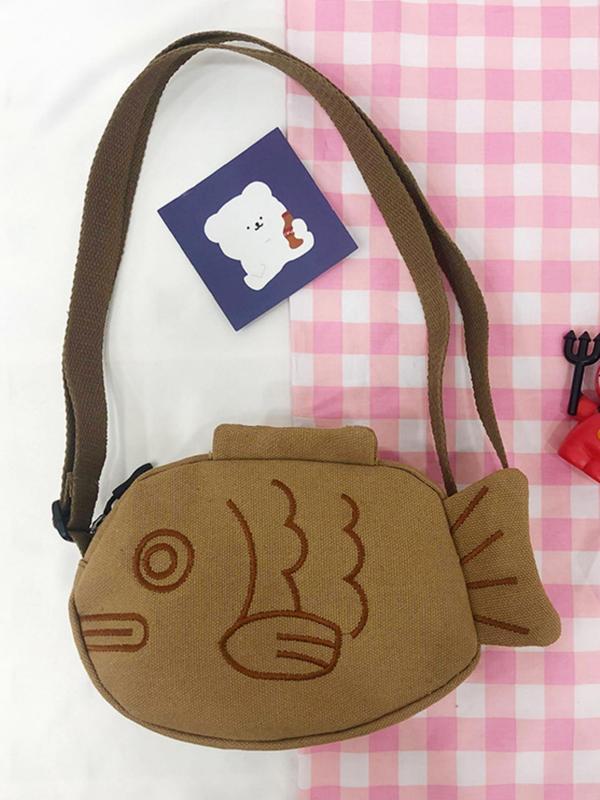 Women's Cute Cartoon Fish Design Crossbody Bag, 1 Count Novelty Crossbody Bag, Fashionable Crossbody Bag for Daily Use