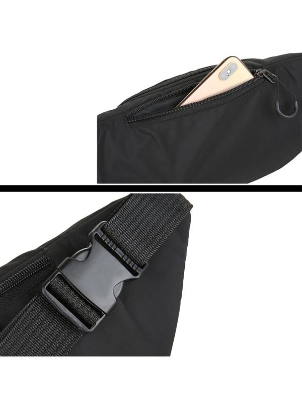 Men's Casual Plain Zipper Belt Bag, Large Capacity Sporty Sling Bag, Outdoor Sports Phone Bag, Sling Bag for Men