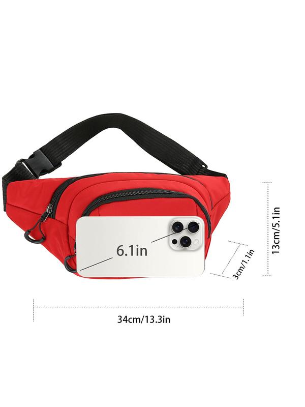 Men's Casual Plain Zipper Belt Bag, Large Capacity Sporty Sling Bag, Outdoor Sports Phone Bag, Sling Bag for Men