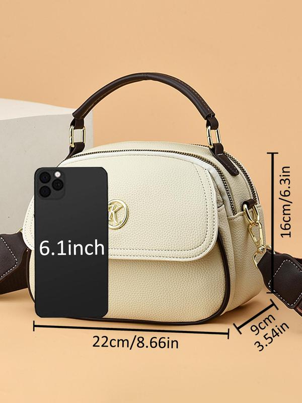 Women's Fashionable Solid Color Crossbody Bag, Casual Versatile Large Capacity Handbag for Daily Used, Trendy All-match Commuter Bag