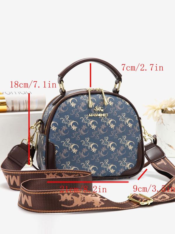 Fashion Letter & Horse Pattern Handbag & Wallet & Card Holder Set, Casual Versatile Crossbody Bag & Wallet Set for Women, Trendy All-match Bag Set for Daily Use