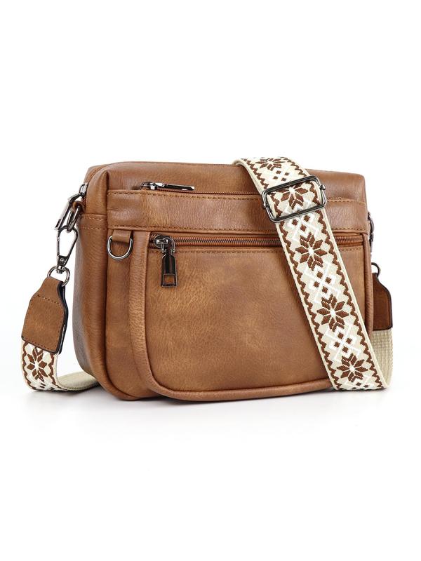 Women's Fashionable Crossbody Bag, Casual PU Leather Zipper Shoulder Bag for Daily Used, Trendy Versatile High-quality Daily Commuting Bag