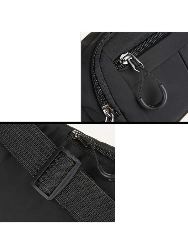 Men's Casual Plain Zipper Belt Bag, Large Capacity Sporty Sling Bag, Outdoor Sports Phone Bag, Sling Bag for Men