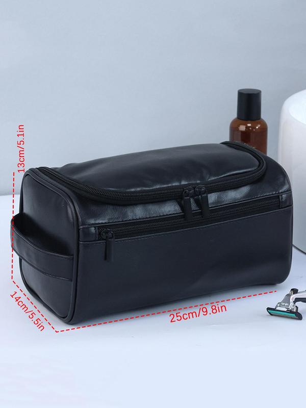 Solid Color Large Capacity Toiletry Bag, Portable Travel Cosmetic Storage Bag, Waterproof Toiletry Bag for Men & Women, Casual Trendy Versatile High-quality Daily Bag