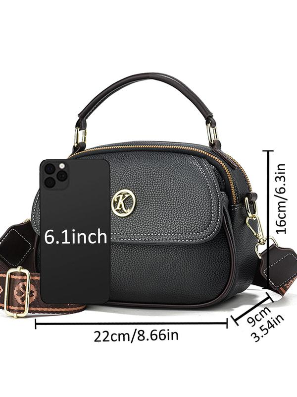 Women's Fashionable Solid Color Crossbody Bag, Casual Versatile Large Capacity Handbag for Daily Used, Trendy All-match Commuter Bag