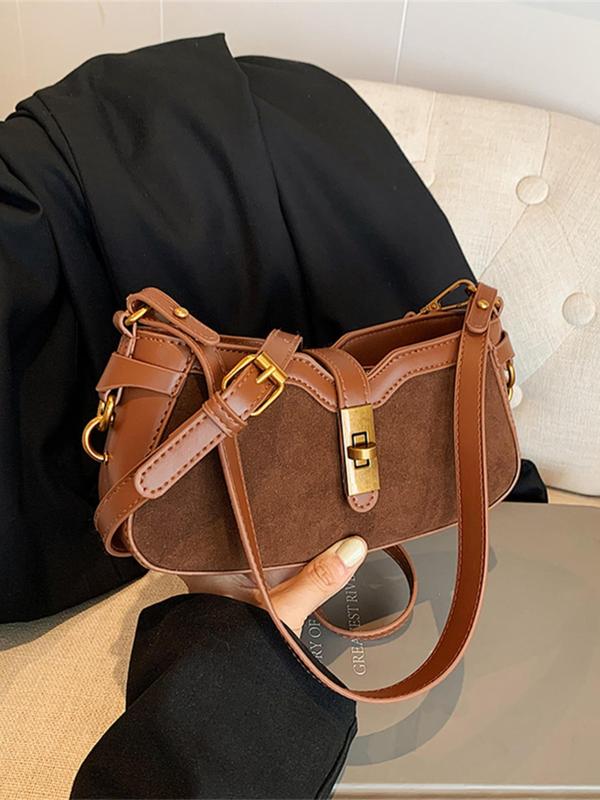 Women's Elegant Solid Color Suede Crossbody Bag, Fashionable Versatile Underarm Bag, Casual Trendy Versatile High-quality Daily Commuting Bag