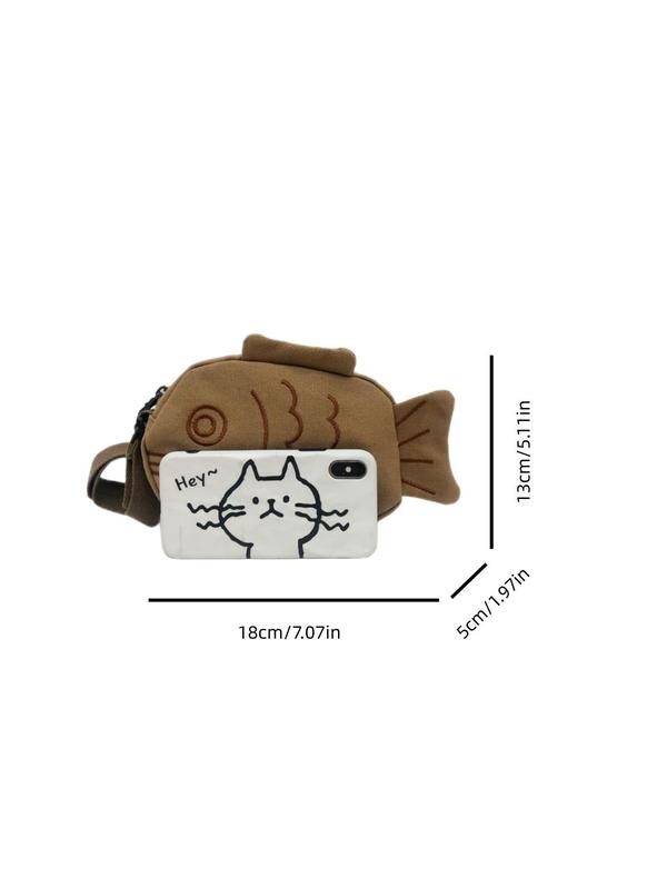 Women's Cute Cartoon Fish Design Crossbody Bag, 1 Count Novelty Crossbody Bag, Fashionable Crossbody Bag for Daily Use