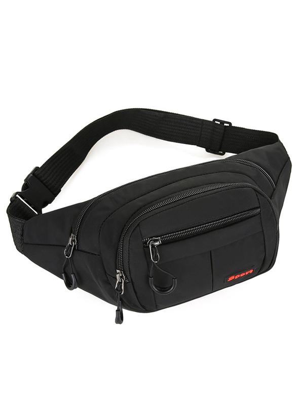 Men's Casual Plain Zipper Belt Bag, Large Capacity Sporty Sling Bag, Outdoor Sports Phone Bag, Sling Bag for Men