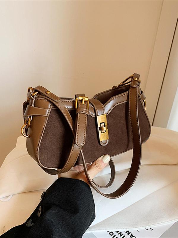 Women's Elegant Solid Color Suede Crossbody Bag, Fashionable Versatile Underarm Bag, Casual Trendy Versatile High-quality Daily Commuting Bag