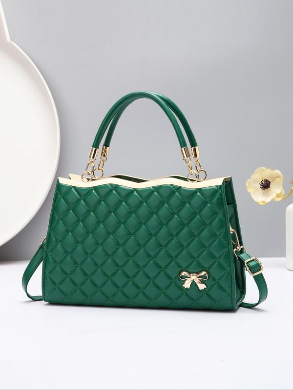 Women's Elegant Quilted Handbag, Fashionable Solid Color Shoulder Bag for Daily Used, Casual Trendy Versatile High-quality Daily Commuting Bag