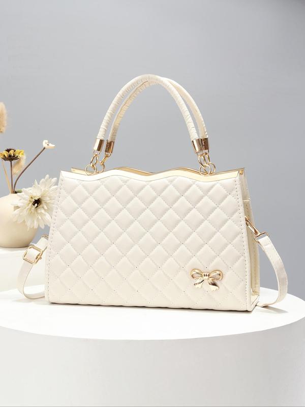 Women's Elegant Quilted Handbag, Fashionable Solid Color Shoulder Bag for Daily Used, Casual Trendy Versatile High-quality Daily Commuting Bag