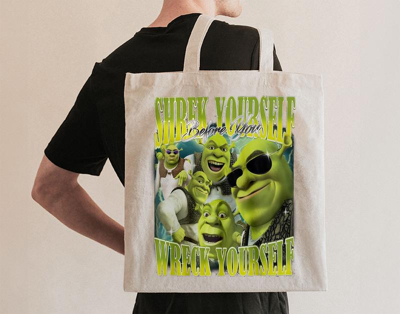 SHREK - Shrek Funny Tote Bag, Shrek Yourself Before You Wreck Yourself