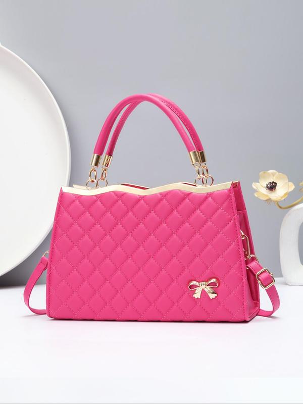 Women's Elegant Quilted Handbag, Fashionable Solid Color Shoulder Bag for Daily Used, Casual Trendy Versatile High-quality Daily Commuting Bag