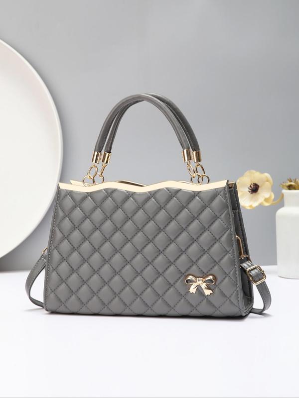 Women's Elegant Quilted Handbag, Fashionable Solid Color Shoulder Bag for Daily Used, Casual Trendy Versatile High-quality Daily Commuting Bag