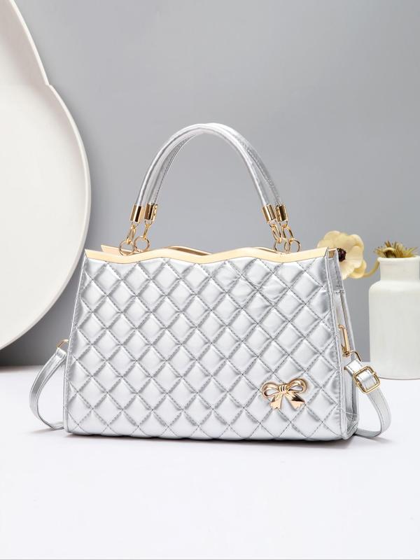 Women's Elegant Quilted Handbag, Fashionable Solid Color Shoulder Bag for Daily Used, Casual Trendy Versatile High-quality Daily Commuting Bag