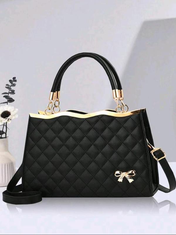 Women's Elegant Quilted Handbag, Fashionable Solid Color Shoulder Bag for Daily Used, Casual Trendy Versatile High-quality Daily Commuting Bag