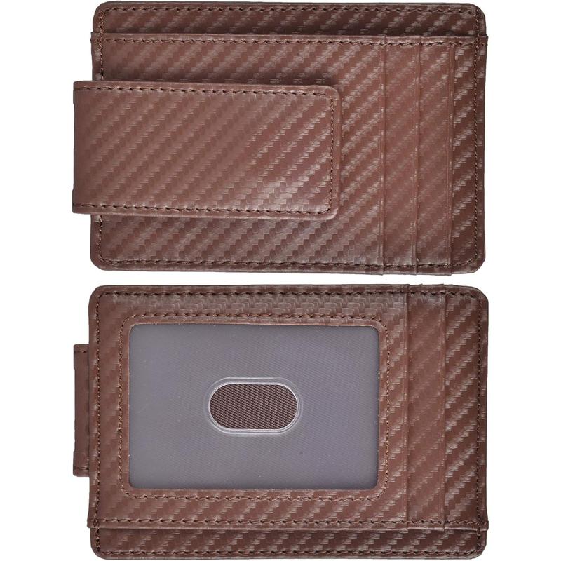 Money Clip  Front Pocket Wallet Men Leather Slim Minimalist Wallet