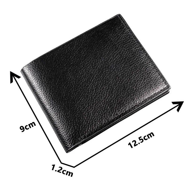 Men's Wallet Genuine Leather Men Wallets Premium Product Real Cowhide Wallets for Man Short Black Walet Portefeuille Homme