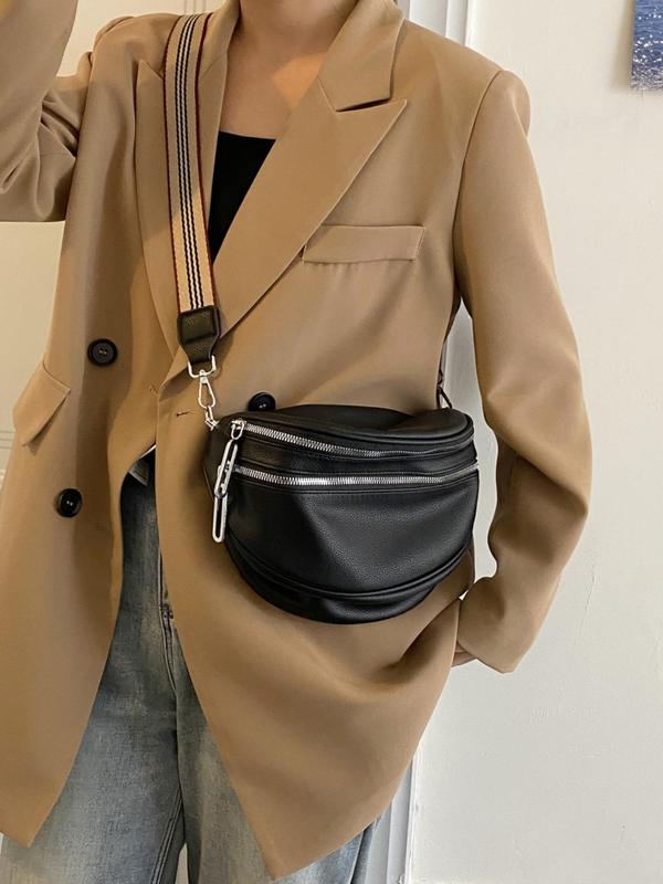 Women's Solid Color Crossbody Bag, Fashionable PU Leather Shoulder Bag for Daily Used, Casual Trendy Versatile High-quality Daily Commuting Bag