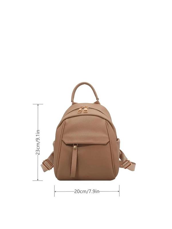 Women's Minimalist Zip Lychee Pattern Backpack, Fashionable Lightweight Backpack for Women & Girls, Casual Trendy Versatile High-quality Daily Commuting Bag