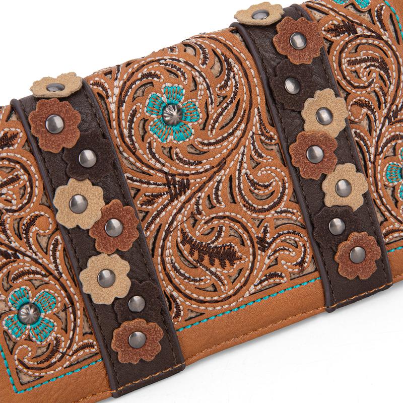 Montana West Embroidered Snap-enclosed Wallet Trifold Credit Card Holder Casual Versatile