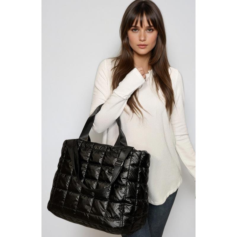 Quilted Puffer Tote Bag