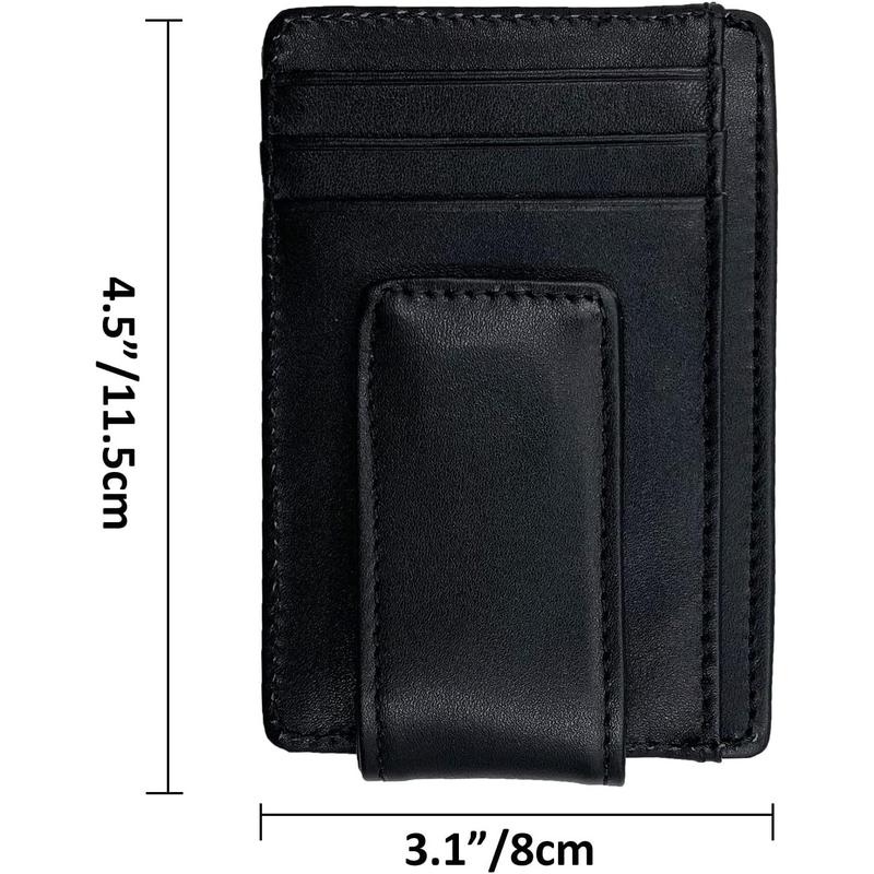 Money Clip  Front Pocket Wallet Men Leather Slim Minimalist Wallet