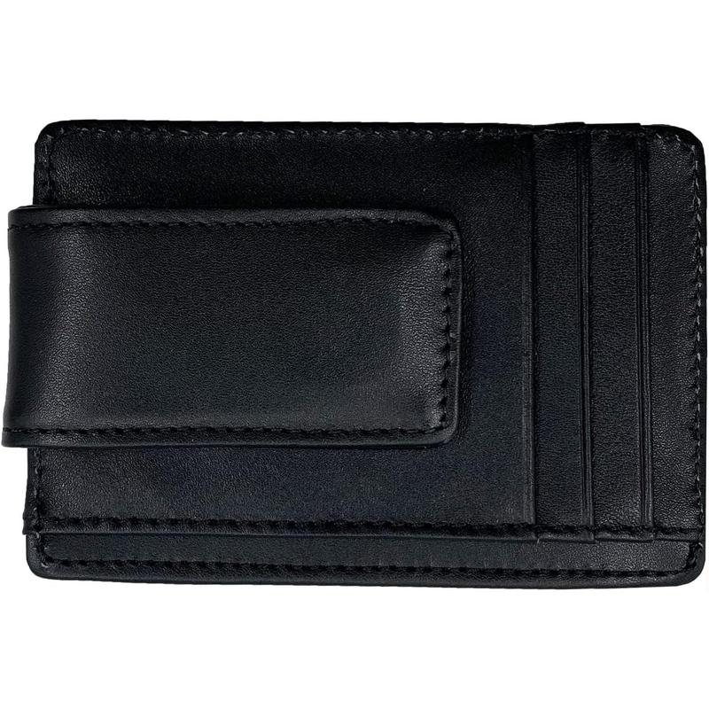 Money Clip  Front Pocket Wallet Men Leather Slim Minimalist Wallet