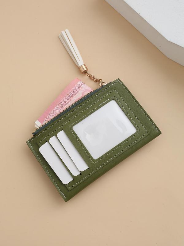 Fashion Simple PU Solid Color Zipper Short Wallet, Casual PU Leather Wallet for Commuting Work, Snap Closure Convenient Wallet