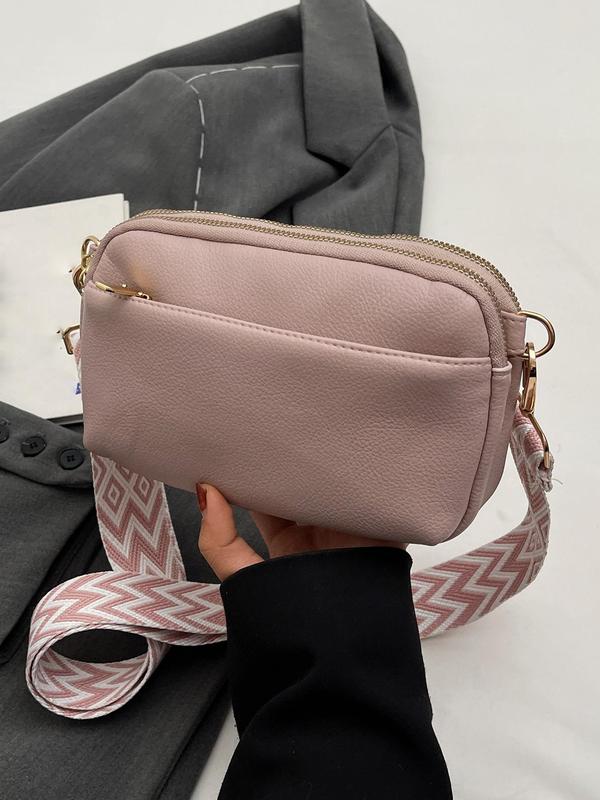 Women's Elegant Chevron Pattern Crossbody Bag, Fashionable PU Leather Zipper Shoulder Bag for Daily Used, Casual Trendy Versatile High-quality Daily Commuting Bag