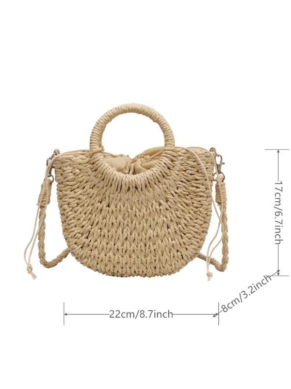 Summer Simple Style Straw Handbag, Casual Trendy Crossbody Bag for Women for Summer Vacation, Fashionable Boho Style Beach Bag for Summer Daily Use, Fall Outfits, Earthtone Fall Freshness