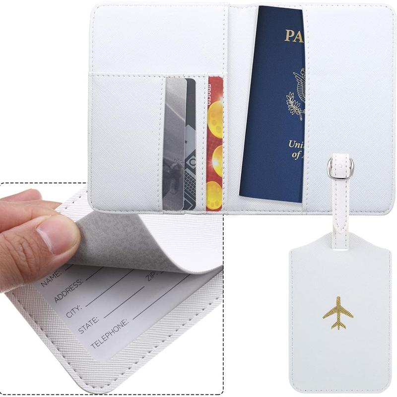 2 Pieces Passport Covers and 2 Pieces Luggage Tags, Passport Holder Travel Suitcase Tag